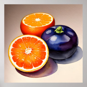 Orangens vattenfärg för glöd poster