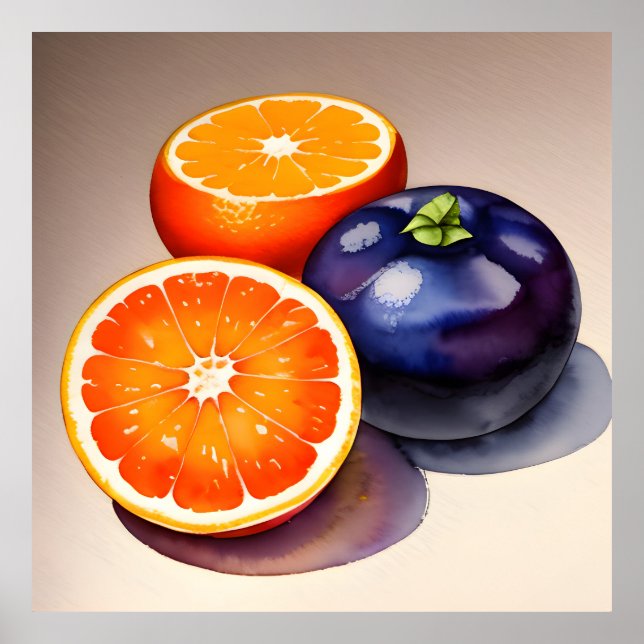 Orangens vattenfärg för glöd poster (Framsidan)