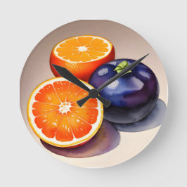 Orangens vattenfärg för glöd rund klocka