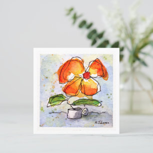 Orangens vattenfärgkort för blomning kort