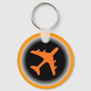 Orangens vita flygplanssymbol enkel nyckelkedja nyckelring