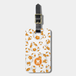 orangens vita fotbollslag färg monogrammat bagagebricka