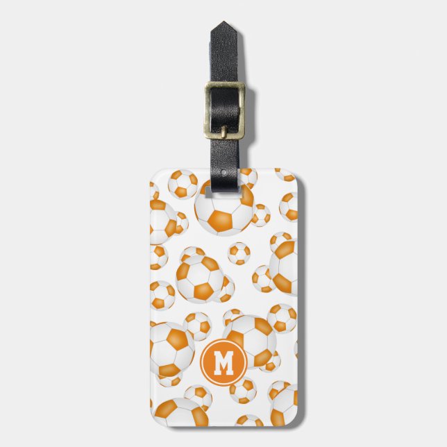 orangens vita fotbollslag färg monogrammat bagagebricka (Vertikal Framsida)