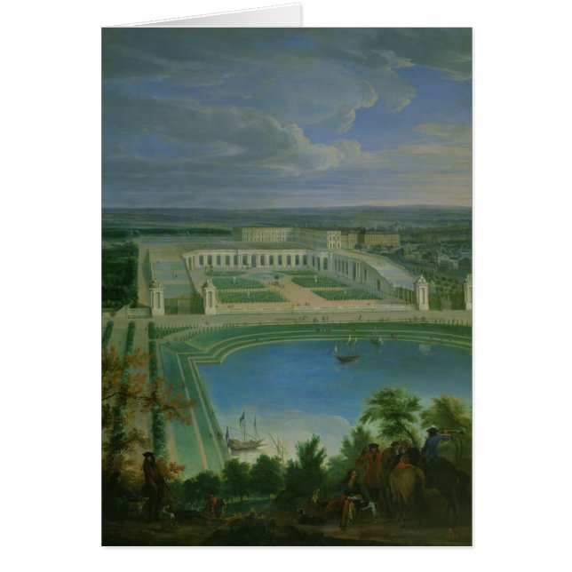 Orangeryen och chateauen på Versailles, 1696 Hälsningskort (Framsidan)