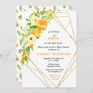 Oranges and Flowers Baby Shower Inbjudningar