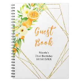 Oranges and Flowers Birthday Guest Book Anteckningsbok