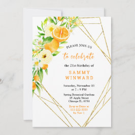 Oranges and Flowers Birthday Inbjudningar