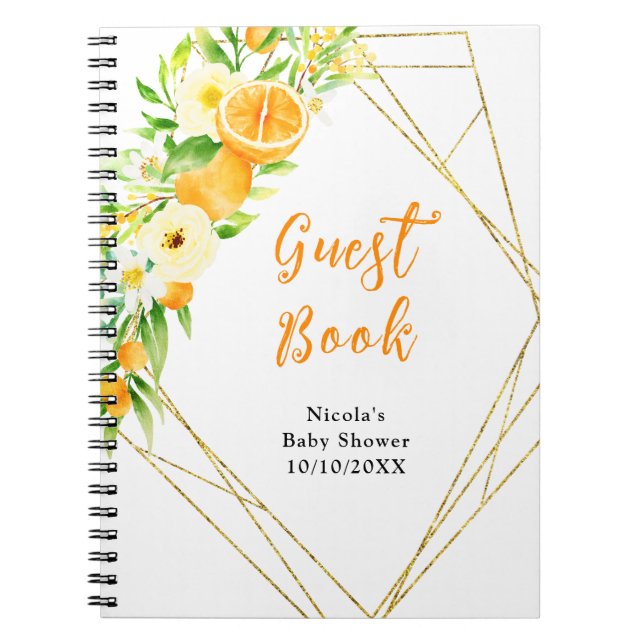 Oranges Citrus Baby Shower Guest Book Anteckningsbok (Framsidan)