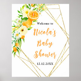 Oranges Citrus Baby Shower Welcome Poster