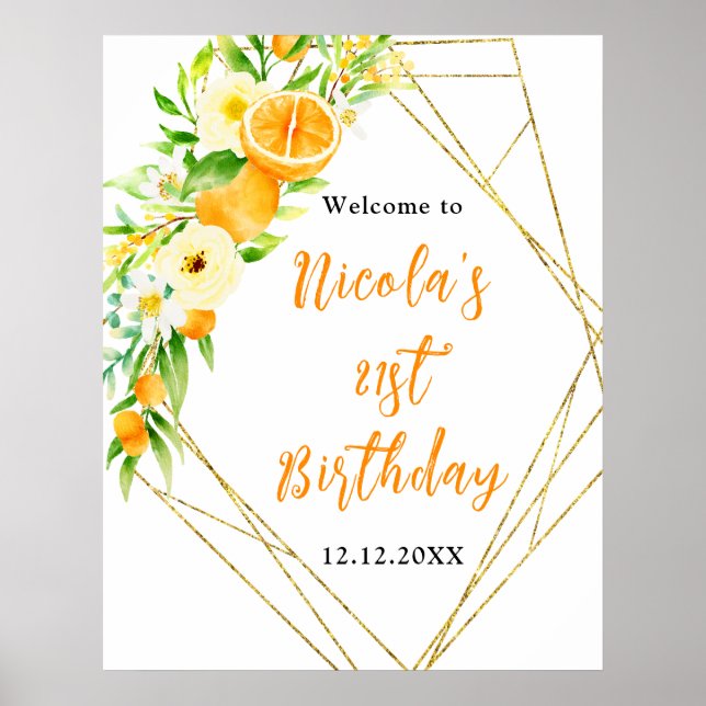 Oranges Citrus Birthday Welcome Poster (Framsidan)