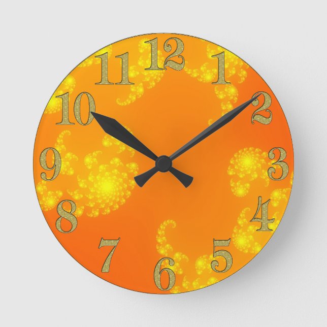 Oranges Julia Fractal Abstrakt Art Wall Clock Rund Klocka (Framsida)