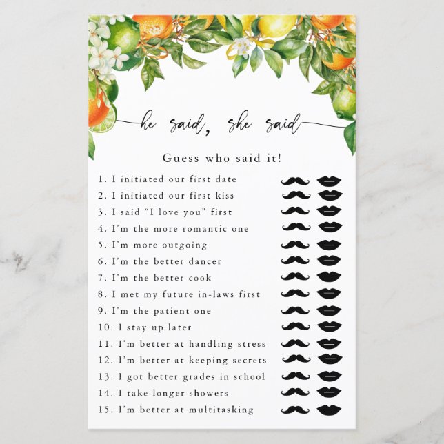 Oranges Lemon Citrus sa att hon sa att spel (Framsida)