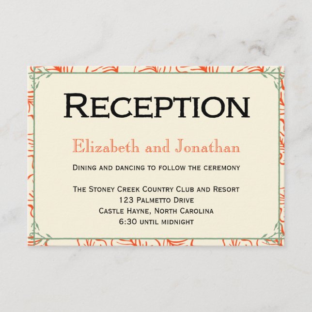 Oranges- och skalningskort för Rustic-bröllop Tilläggskort (Framsida)