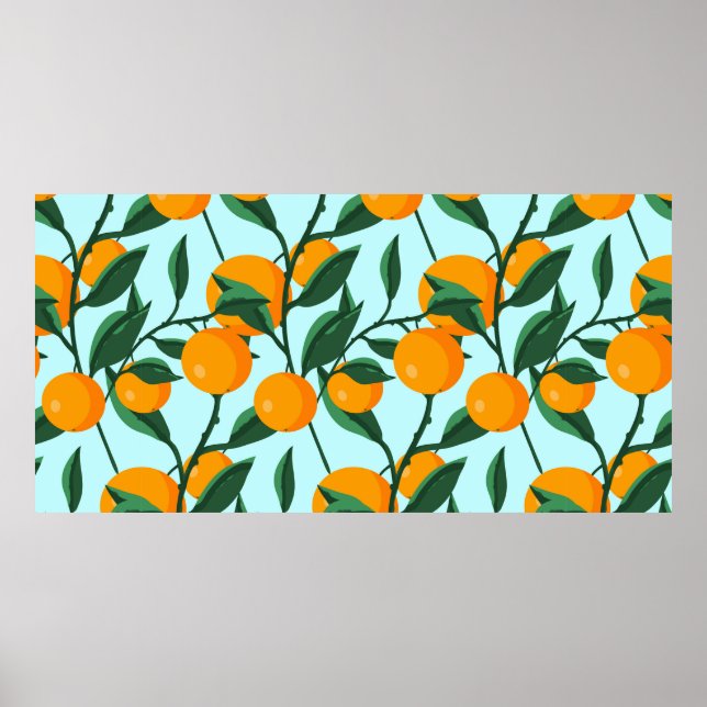 oranges on leaf branches seamless pattern, citrus  poster (Framsidan)