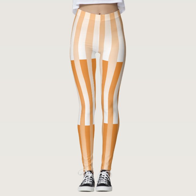 Orangevit randigt mönster leggings (Framsida)