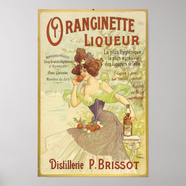 Oranginette Liqueur Vintage Fine Art Poster (Framsidan)