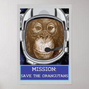 Orangutan Astronaut Uppdrag Poster