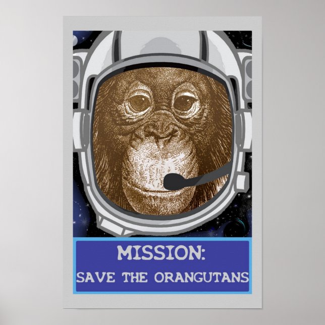 Orangutan Astronaut Uppdrag Poster (Framsidan)