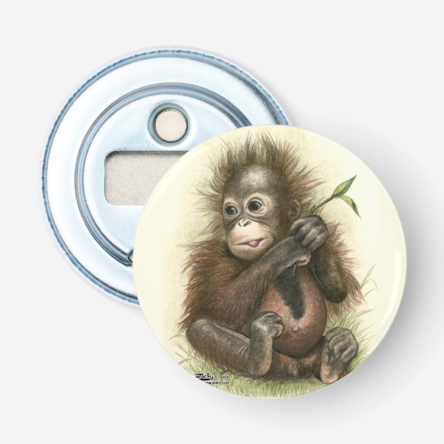 Orangutan Baby med Löv Flasköppnare (Framsidan)