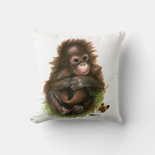 Orangutan Baby och Butterfly Kudde