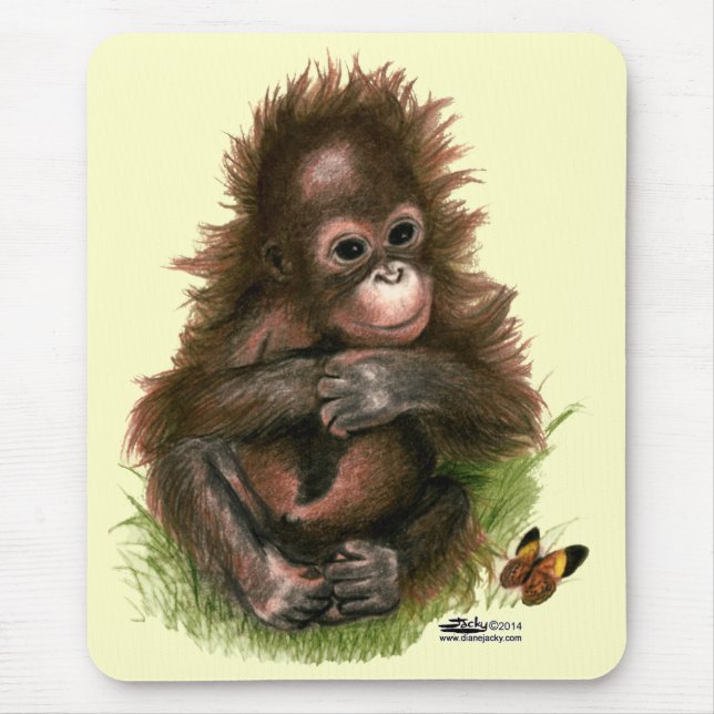 Orangutan Baby och Butterfly Musmatta (Framsidan)