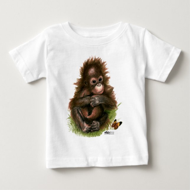Orangutan Baby och Butterfly Tee Shirt (Framsida)