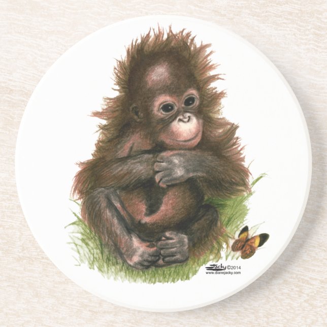 Orangutan Baby och Butterfly Underlägg (Framsidan)