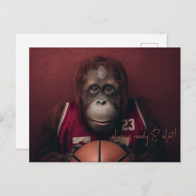 Orangutan Basketball Player Vykort (Fram/baksida)