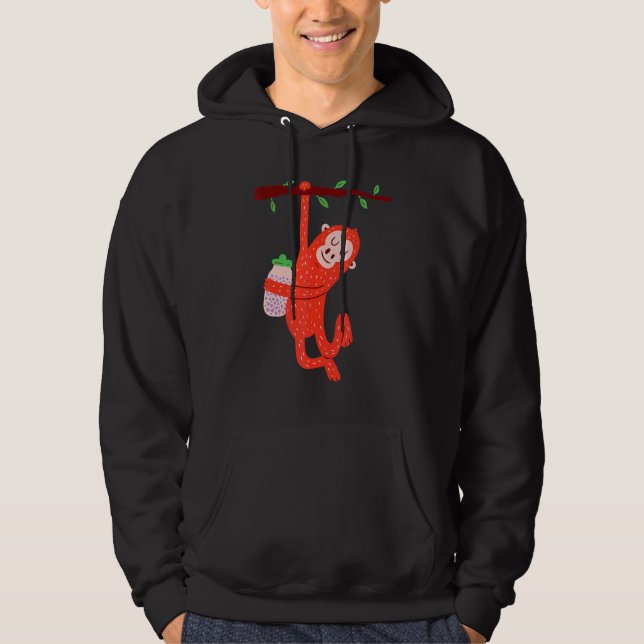 Orangutan Chimpanzee Monkey Animal Banana Flaska B Hoodie (Framsida)