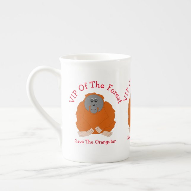 Orangutan Design Personlig Benporslin Mugg (Vänster)