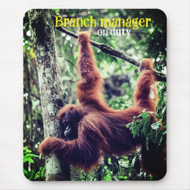 Orangutan hängande i träd musmatta (Framsidan)