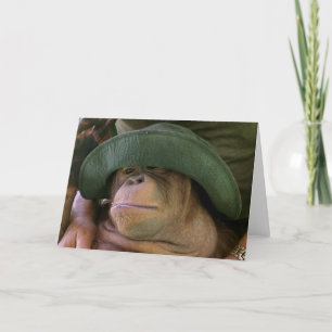 Orangutan i Army Hat Kort
