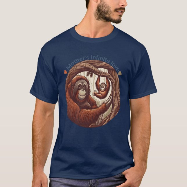 Orangutan-moderbarn roligt t shirt (Framsida)