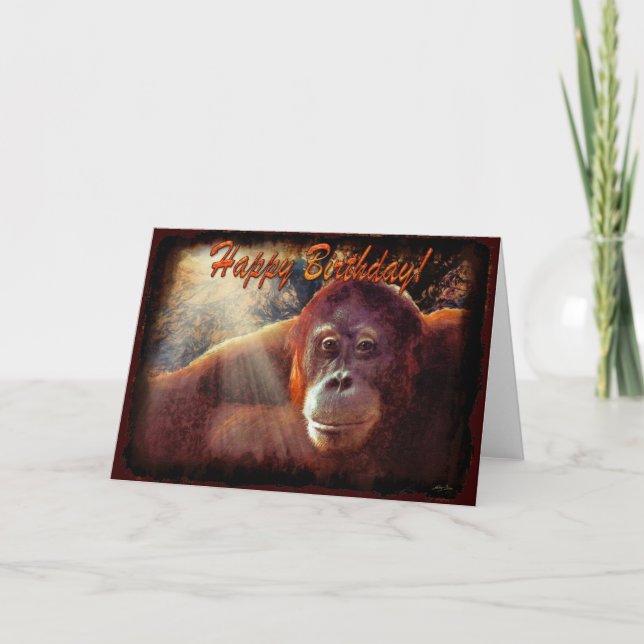 Orangutan & Rainforest Sunlight Birthday Card Kort (Framsida)
