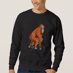Orangutan Riding Bicycle Cute Biker Cyclist Lång Ärmad Tröja