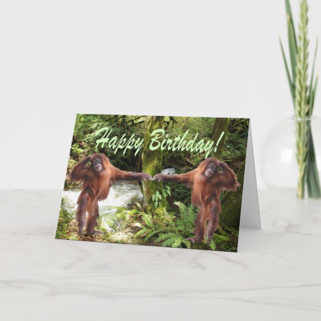 Orangutan Spädbarn på jungle Birthday Card Kort (Framsida)