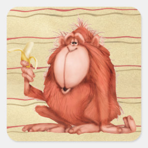 Orangutan - Stickers Fyrkantigt Klistermärke
