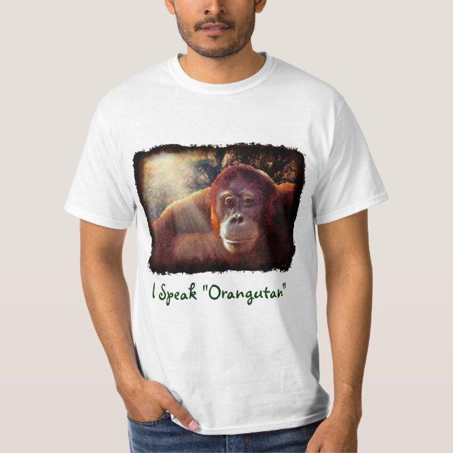 Orangutan Supporter Red Ape Wildlife Art Shirt T Shirt (Framsida)