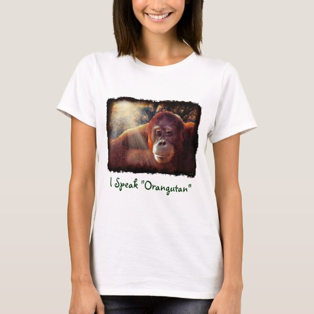 Orangutan Supporter Red Ape Wildlife Art Shirt T Shirt (Framsida)