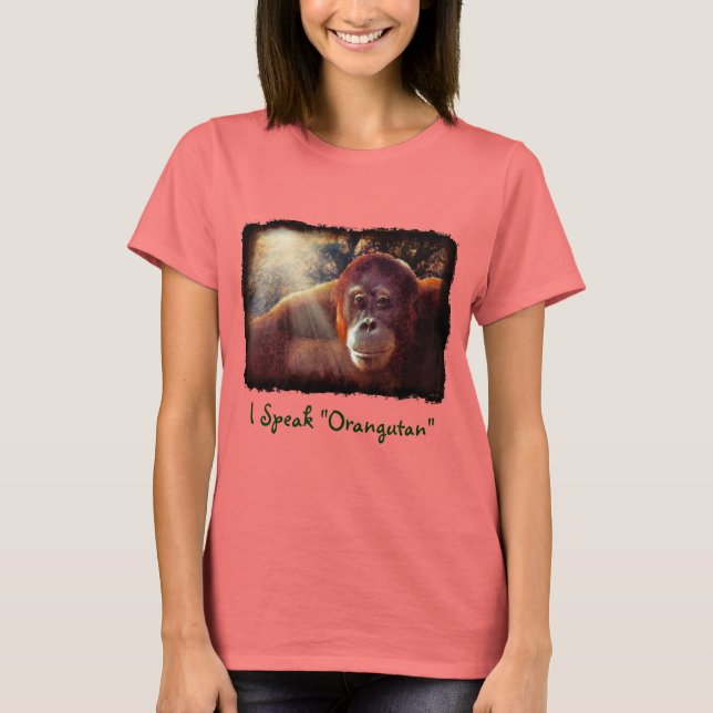 Orangutan Supporter Red Ape Wildlife Art Shirt Tee Shirt (Framsida)