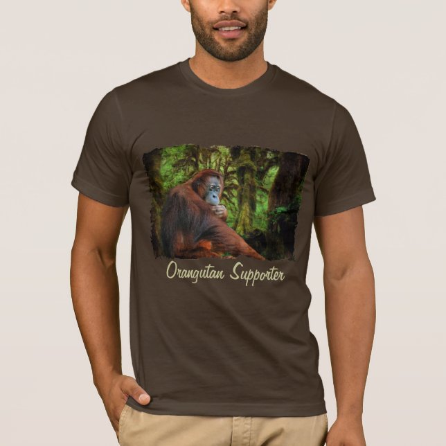 Orangutan Supporter Red Ape Wildlife Art T-Shirt (Framsida)