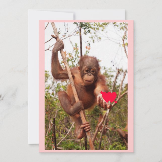 Orangutan Valentine Cards Julkort (Framsida)