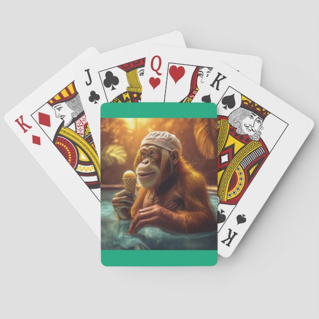 Orangutan vid Bassäng med iskräm Casinokort (Baksidan)