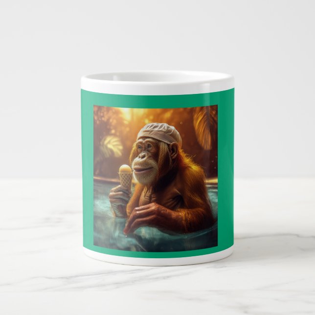 Orangutan vid Bassäng med iskräm Jumbo Mugg (Framsidan)