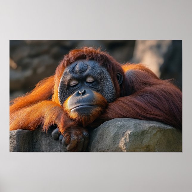 Orangutan Wild Animal Relaxing Portrait  Poster (Framsidan)