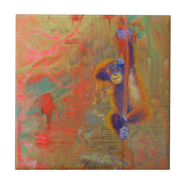 Orangutanabstrakt Kakelplatta (Framsidan)