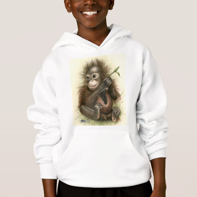 Orangutanbaby med löv t-shirt (Framsida)