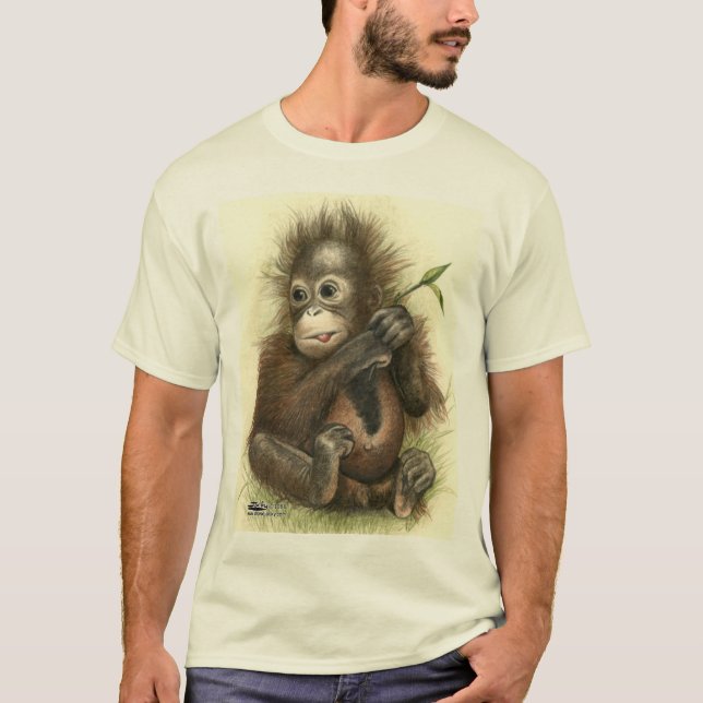 Orangutanbaby med löv t-shirt (Framsida)
