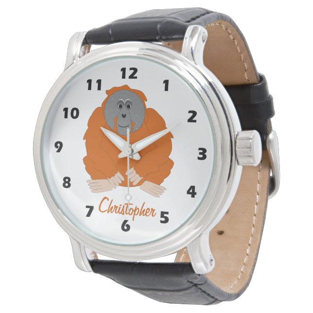 Orangutandesign Personlig Armbandsur (Vinklad)