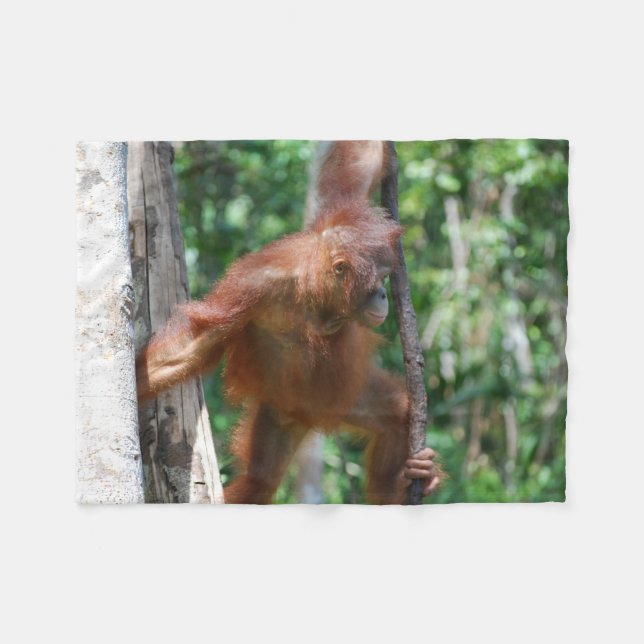 Orangutandjurälskare Fleecefilt (Framsidan (Horisontell))